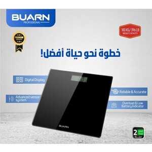 ميزان الجسم الرقمي بوارن بروفيشنال 180 كجم – BDC-T180A مع شاشة LCD سهلة القراءة، نظام حساس لقياس الإجهاد عالي الدقة، مؤشرات التحميل الزائد وعمر البطارية المنخفض، سطح من الزجاج الآمن بسمك 5 مم، وتدرج 0.1 كجم – ميزان دقيق، متين وأنيق للاستخدام في الحمام