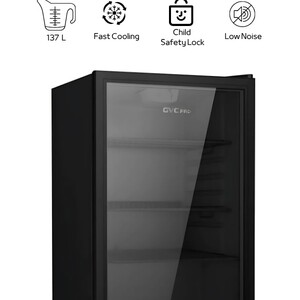 جي في سي برو ثلاجة مكتبية عرض - باب زجاج - 137 لتر - لون اسود - 2-GVRG-195